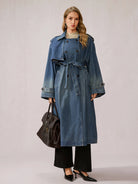 Stylish Denim Patchwork Office Midi Dress|NOOSGOP