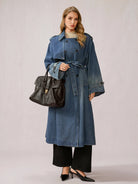 Stylish Denim Patchwork Office Midi Dress|NOOSGOP