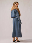 Stylish Denim Plush Collar Coat|NOOSGOP