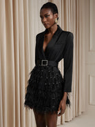Tassel Blazer Mini Dress with Belt|NOOSGOP