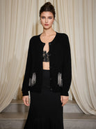 Tassel Pocket Open Shoulder Cardigan|NOOSGOP