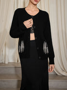 Tassel Pocket Open Shoulder Cardigan|NOOSGOP
