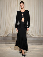 Tassel Pocket Open Shoulder Cardigan|NOOSGOP