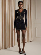 V-Neck Button Front Bodycon Mini Dress|NOOSGOP