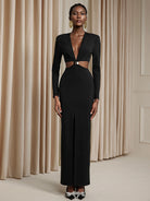 V-Neck Cut Out Split Maxi Dress|NOOSGOP