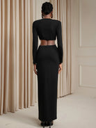 V-Neck Cut Out Split Maxi Dress|NOOSGOP