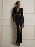 V-Neck Cut Out Split Maxi Dress|NOOSGOP
