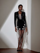 V-Neck Fringe Blazer Collar Mini Dress|NOOSGOP