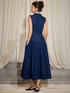 V-Neck Sleeveless Denim Dress|NOOSGOP