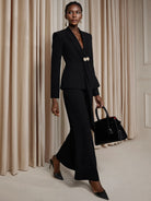 V-Neck Suit with Metal Button Two-Piece Set|NOOSGOP