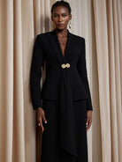 V-Neck Suit with Metal Button Two-Piece Set|NOOSGOP