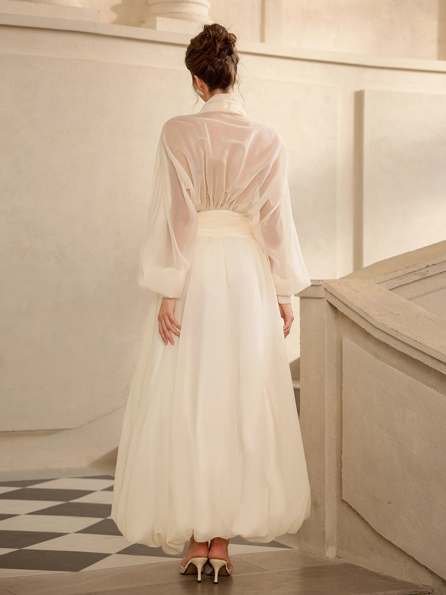 Vintage Balloon Sleeve Maxi Dress|NOOSGOP