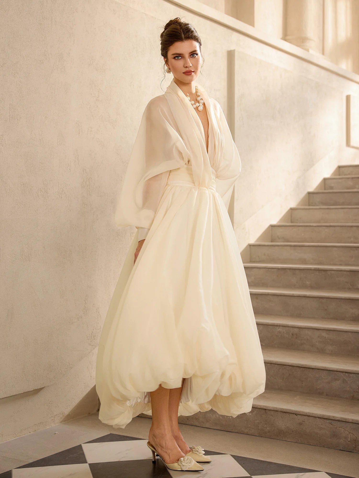 Vintage Balloon Sleeve Maxi Dress|NOOSGOP