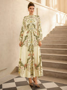 Vintage Floral Embroidered Midi Dress|NOOSGOP