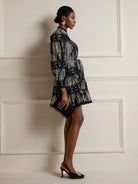 Vintage Printed High-Neck Mini Dress|NOOSGOP