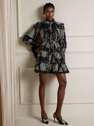 Vintage Printed High-Neck Mini Dress|NOOSGOP