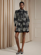 Vintage Printed High-Neck Mini Dress|NOOSGOP