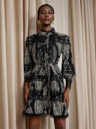 Vintage Printed High-Neck Mini Dress|NOOSGOP