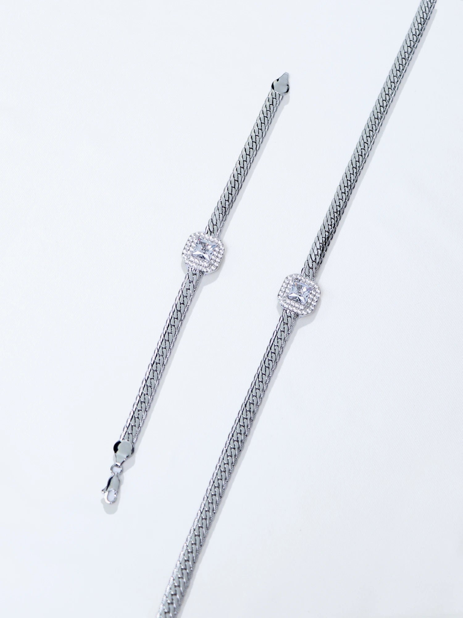 White Gold Bracelet Necklace and Earrings Sets|NOOSGOP