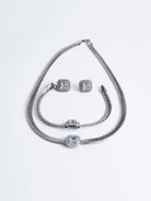 White Gold Bracelet Necklace and Earrings Sets|NOOSGOP