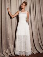 White Sequin Mesh Midi Dress|NOOSGOP