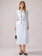 White Sheer Sleeve Midi Dress|NOOSGOP