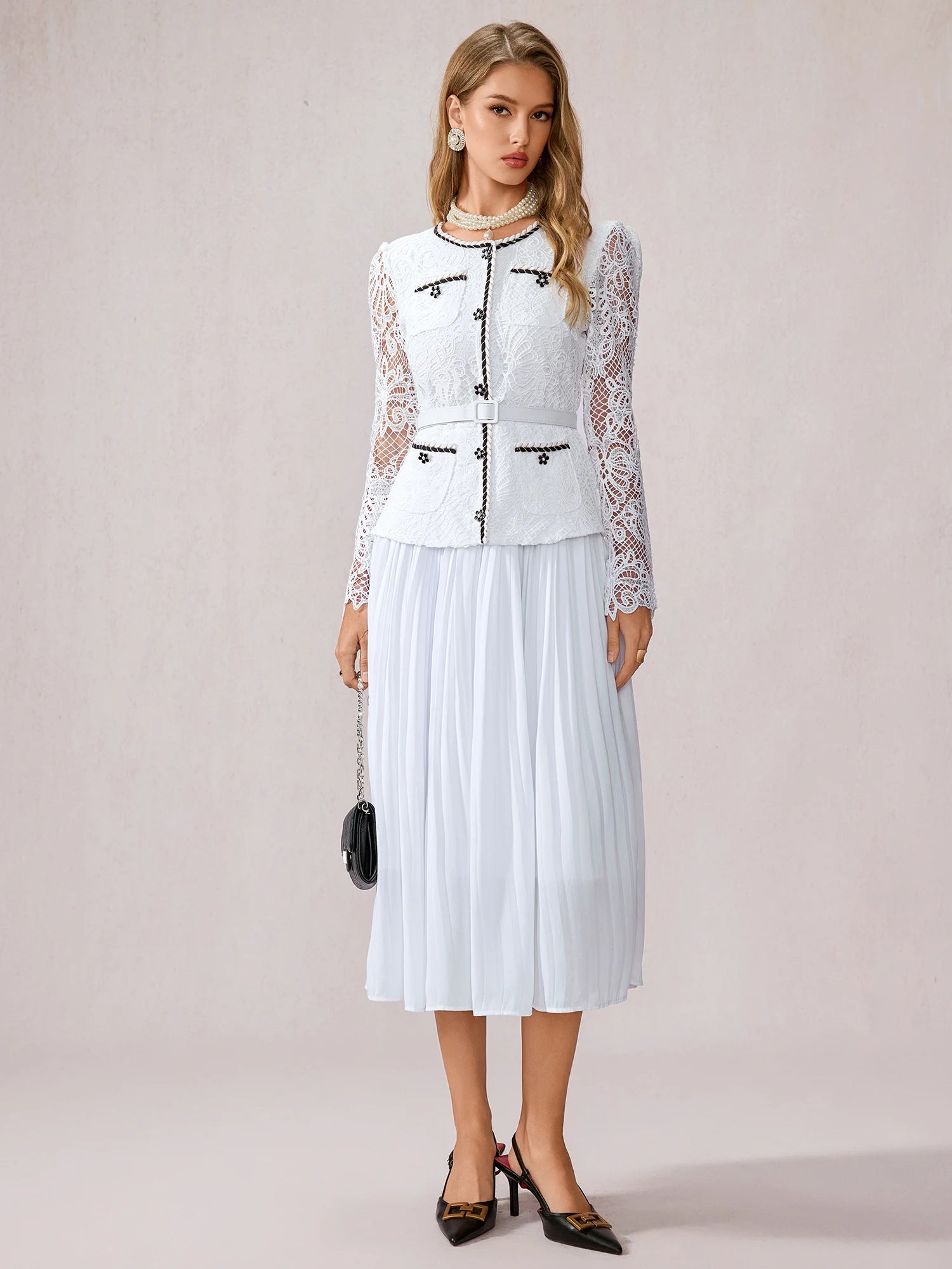 White Sheer Sleeve Midi Dress|NOOSGOP