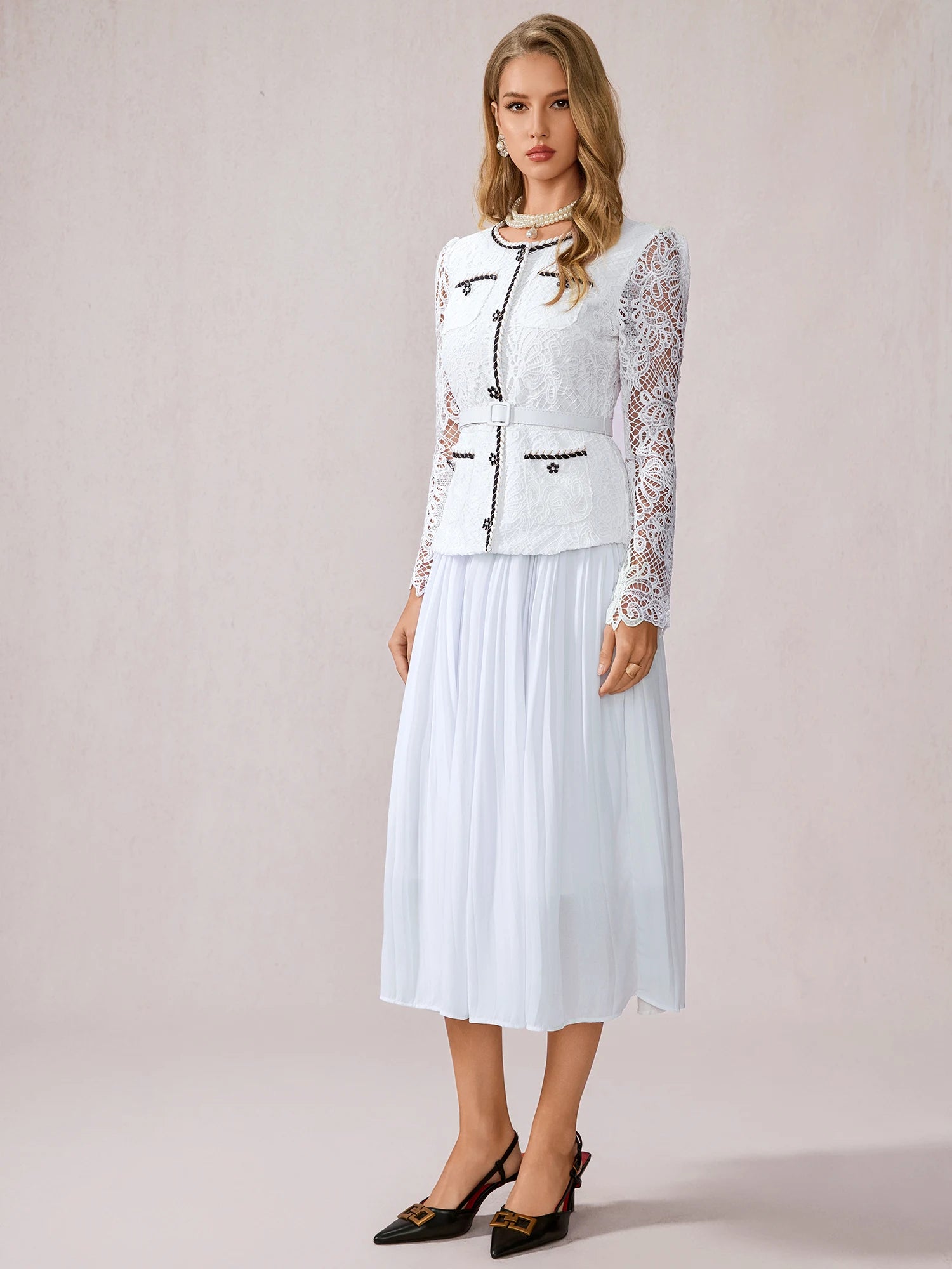 White Sheer Sleeve Midi Dress|NOOSGOP