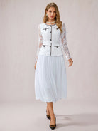 White Sheer Sleeve Midi Dress|NOOSGOP