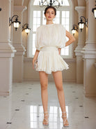 White Sleeveless Mini Dress with Shorts|NOOSGOP