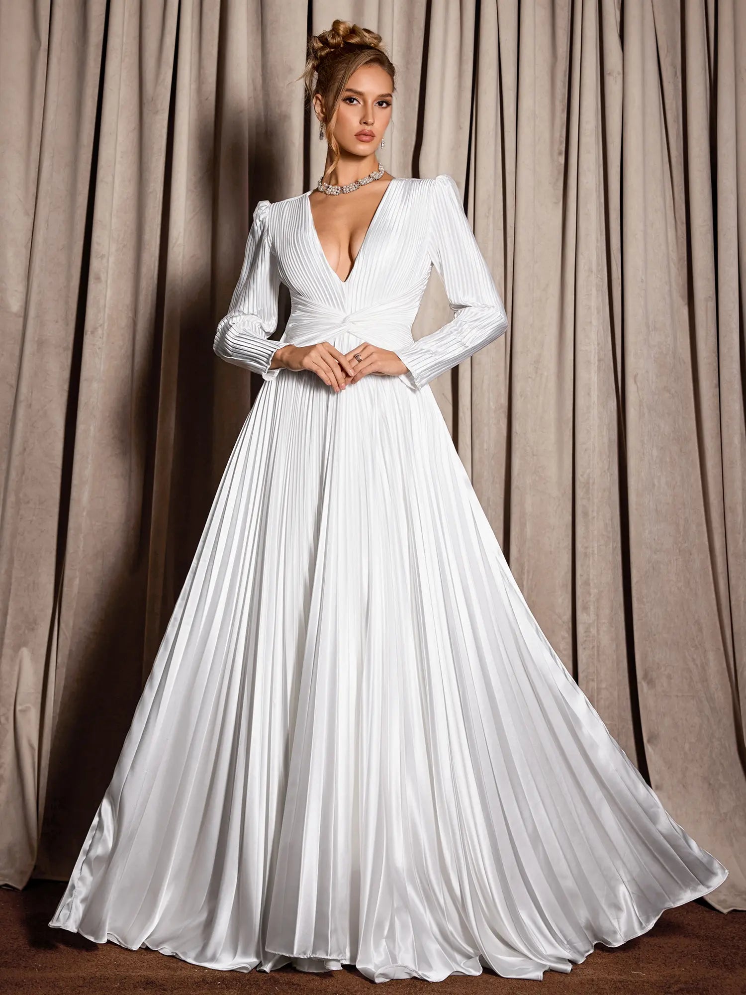 White V-Neck Ribbed Maxi Dress|NOOSGOP