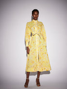 Yellow Floral Print Tie Waist Midi Dress|NOOSGOP