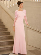 legant Pink Floral Detail Evening Maxi Dress|NOOSGOP